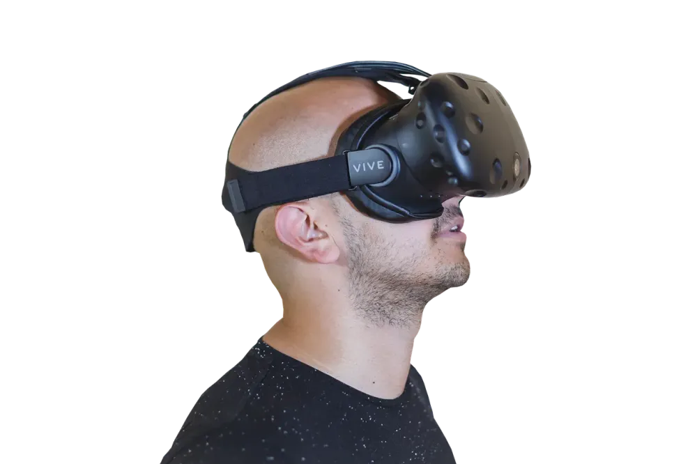 vr, bald, guy, reality, virtual, glasses, male, 3d, people, person, electronics, man, metaverse, stereoscopic, smart, looking, entertainment, watching, adult, one, computer, wearable, photo, white, movie, computing, indoors, technology, futuristic, modern, face, digital, home, gaming, gadget, innovation, headset, using, device