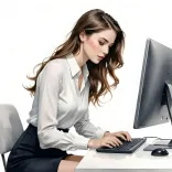ai generated, woman, office worker, employee, computer, desk job, desk work, work, office, table, business