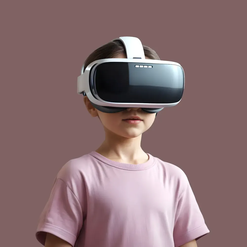 ai generated, virtual reality, young boy, vr goggles, boy, child, cyberspace, technology, virtual technology, vr headset, gadget