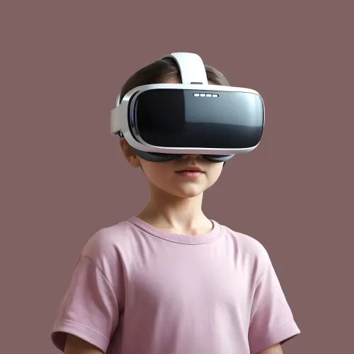 ai generated, virtual reality, young boy, vr goggles, boy, child, cyberspace, technology, virtual technology, vr headset, gadget