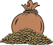 bag, cord, gold, coins, treasure, the property, without background, vector, money, cash, treasure, money, money, money, money, money, cash