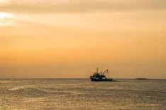 ship, nature, sea, boat, sunset, eve, crawler, fishing, fisherman