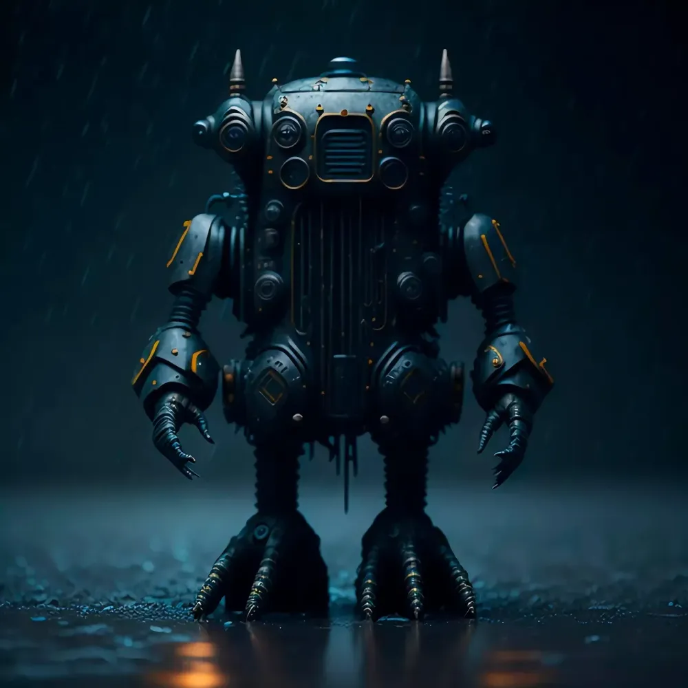 robot, rain, ai generated, metal, nature, android, future, robotic
