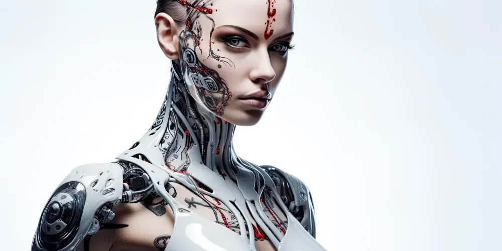 ai generated, woman, robot, cyborg, android, robotics, futuristic, technology, fantasy, sci-fi, face, machine, mystical, cyberpunk, terminator, digital, science fiction, future