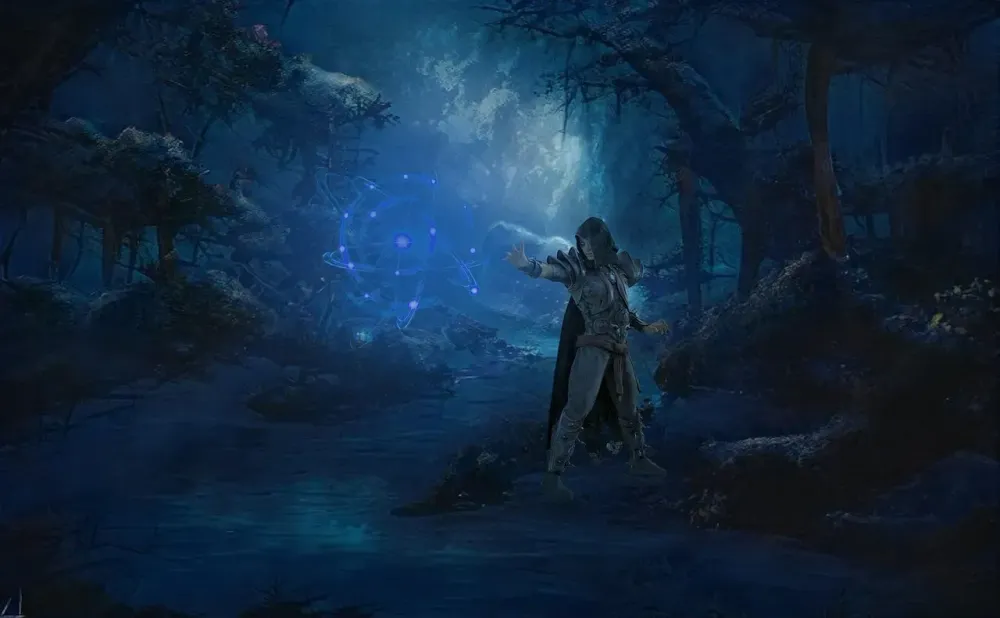 wizard, forest, nature, dark, magic, mystical, fantasy, sorcceror, spell, background