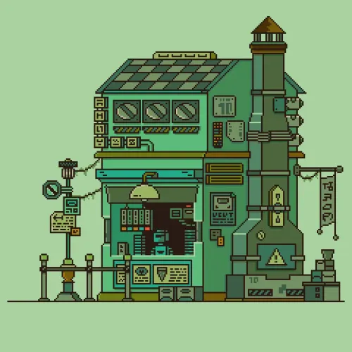 pixel art, pixel, shop, store, retro, video game, pixel art shop, pixel art store, robotic, entrepreneur, selling, seller, green, market, lofi, sci-fi, pixel art, pixel art, lofi, lofi, lofi, lofi, lofi
