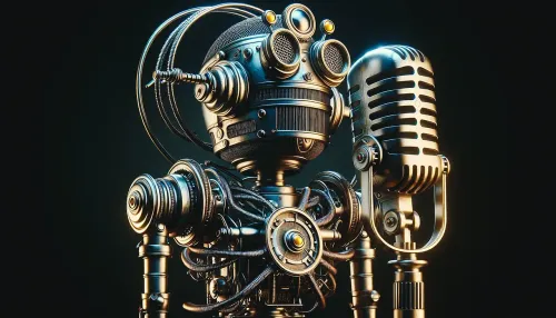 ai generated, robot, microphone, future, science fiction, technology, robotics, music, studio, singing