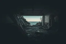abandoned, explore, ocean, rectangle, nature, vacant, dark, room, broken, blue room