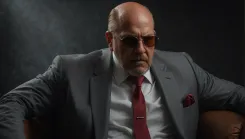 ai generated, boss, leader, manager, anger, emotions, angry, portrait, man, suit, sunglasses, fashion, person, sitting, serious