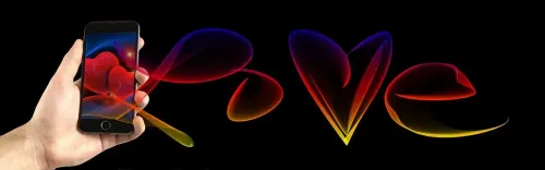 mobile, smartphone, hand, hearts, love, universe