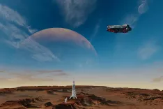 background, space, planets, rocket, spacecraft, fantasy