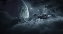 spaceship, space, fantasy, spacecraft, outer space, galaxy, universe, planet, nature, cosmos, celestial bodies, clouds, dark clouds