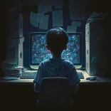 ai generated, hacker, computer, robot, technology, room, boy, child, hacker, hacker, hacker, hacker, hacker