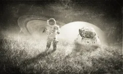 astronaut, space travel, space, astronautics, universe, nasa, galaxy, starry sky, spaceman, protective suit, spacesuit, landing, research, aviation, photomontage, imagination, lander, photo, old, worn, planet, old photo, nostalgia, sci fi, astronaut, astronaut, astronaut, astronaut, astronaut