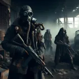 ai generated, post-apocalypse, apocalypse, armageddon, steampunk, dystopia, city, survival, abandoned, horror, cyberpunk, fantastic, post-apocalyptic, destruction, war, metro, human, gas mask