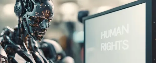 ai generated, robot, human rights, artificial intelligence, science fiction, futuristic, cyborg, android, robotics, future, binary, code, privacy policy, woman, man, musculature, blue, silver, isolated, sci fi, fit, face, view