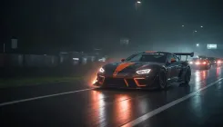 ai generated, car, race, sport, racing, speed, time, porsche, action, performance, nature, drift, drifting, automobile, power, tuning, competition, vehicle, rain, motorsport, bmw, game