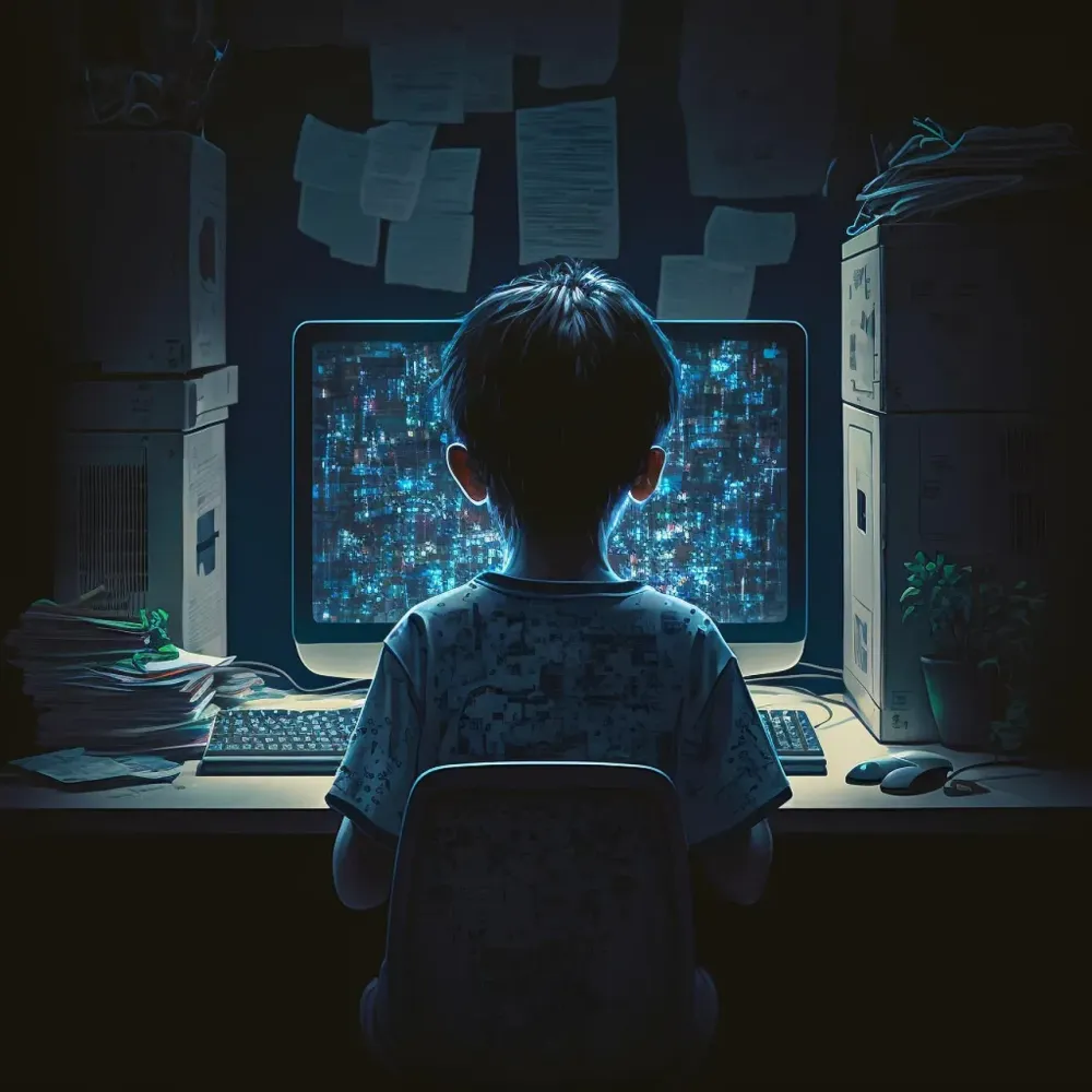 ai generated, hacker, computer, robot, technology, room, boy, child, hacker, hacker, hacker, hacker, hacker