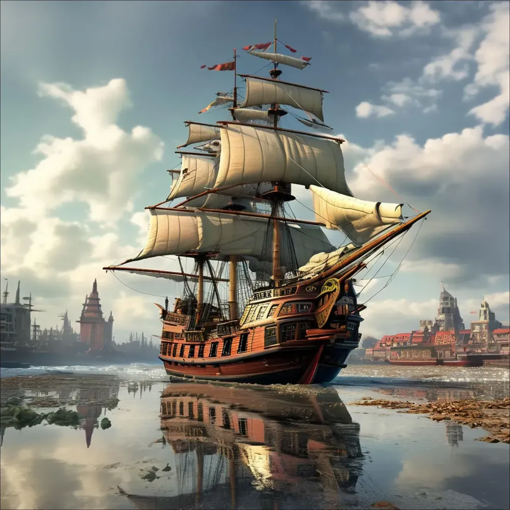 pirates, ship, adventure, sea, fantasy, sailing ship, ocean, pirate ship, nature, ai generated