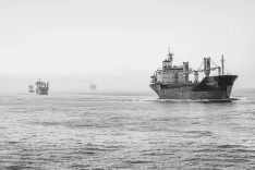 ships, ocean, sea, vessels, nature, container ships, cargo ships, transportation, nautical, monochrome, black and white