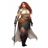 ai generated, warrior, village, rpg, character, overweight, curvy, peasant, fighter, game, paladin, templar, guardian, female, book, story, isolated, knight, sword
