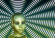 head, face, robot, waves, lines, circle, send, receive, internet, world wide web, www, digital, computer science, communication, lan, wlan, web, network, computer, server, transfer, networking, worldwide
