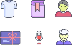 avatar, mic, broadcast, payment card, book, icon set, shirt, cooker, avatar, avatar, mic, mic, shirt, shirt, shirt, shirt, shirt, cooker